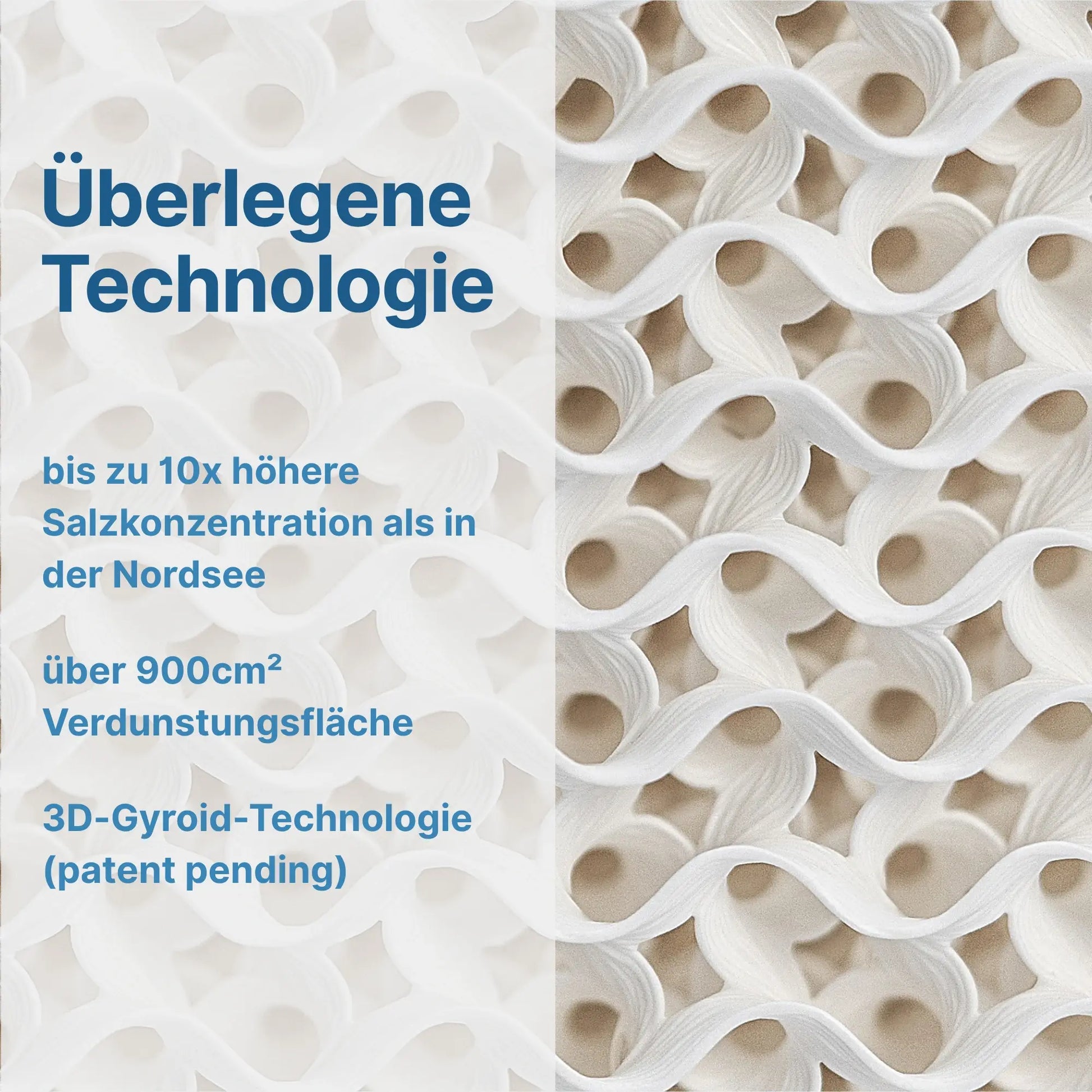 Nahaufnahme der 3D-Gyroid-Struktur des SalinoVatis Gradierturms